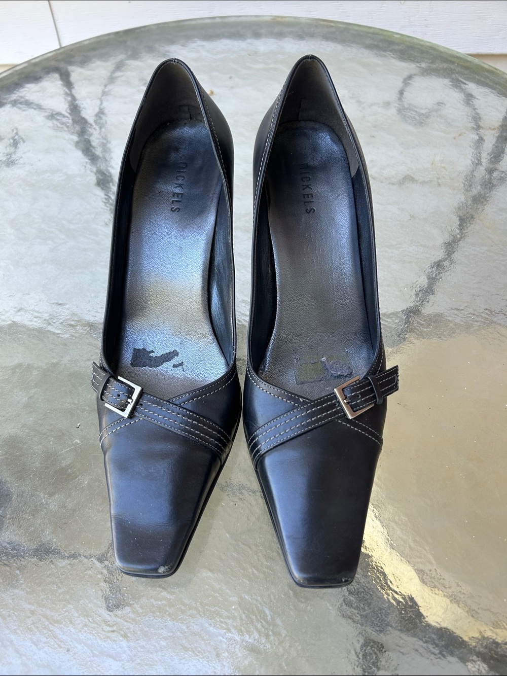 Nickels Black Pointed Buckle Pumps size 9.5